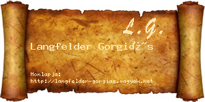 Langfelder Gorgiás névjegykártya